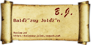 Balázsy Jolán névjegykártya